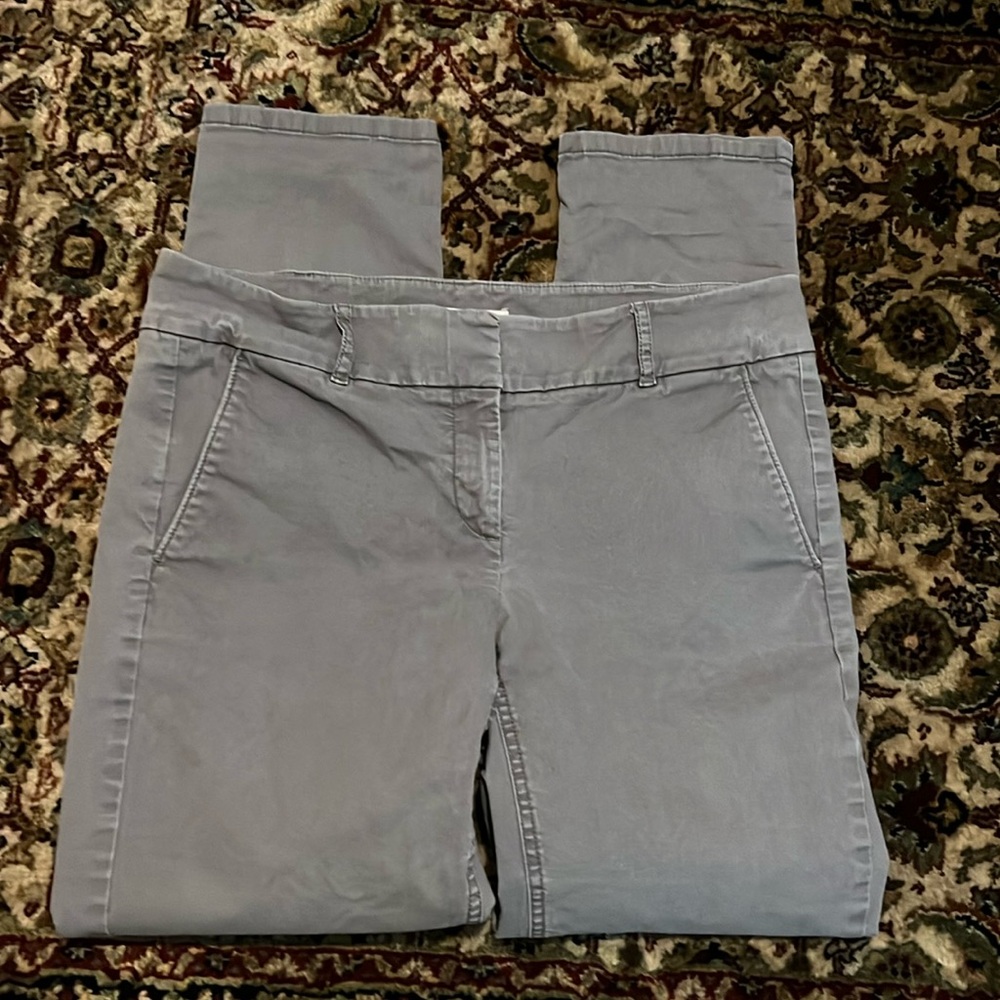 Loft Gray Chino Capri Ankle Pants Size 10 T Slim
